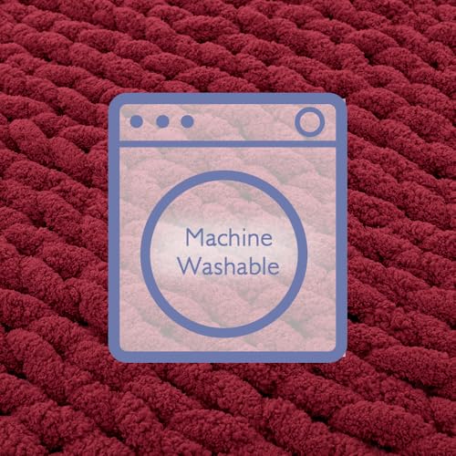 Chunky Knit Throw Blanket for Couch (Red / 51"x63" (Large Size Throw）)