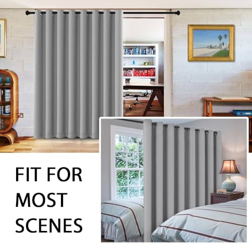 Blackout Curtains for Sliding Glass Door Room Divider Curtains Noise Reduce Curtain Panel Portable Window Screen Sliding Partition (120"W x 96"L (Pack of 1) / Dove Gray)