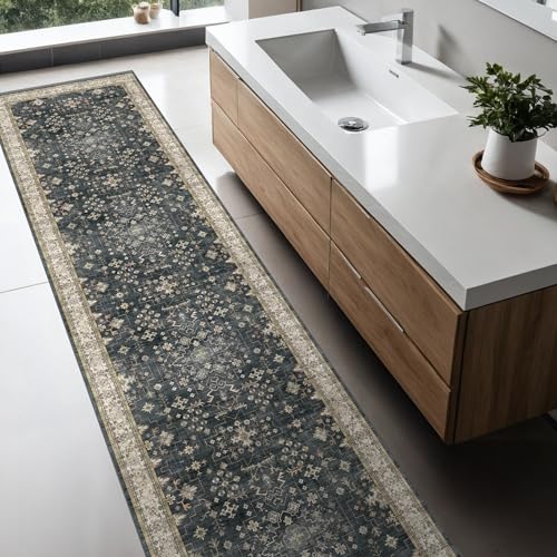 Black Boho Washable 2x10 Hallway Runner Rug (2' x 10' (Runner) / Ashen / Multi)