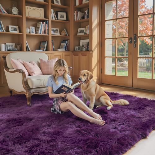 5x8 Grape Purple Shag Area Rug for Living Room (Grape Purple / 5' x 8' (Rectangular))