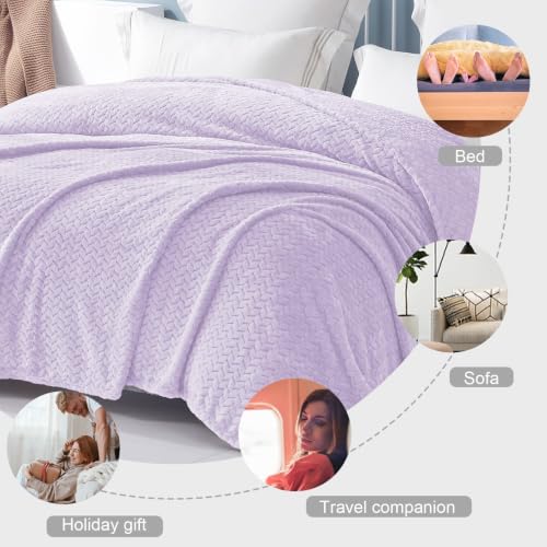 Soft Fleece Bed Blanket Queen Size (Lilac Purple / Queen ( 90x90 IN ))