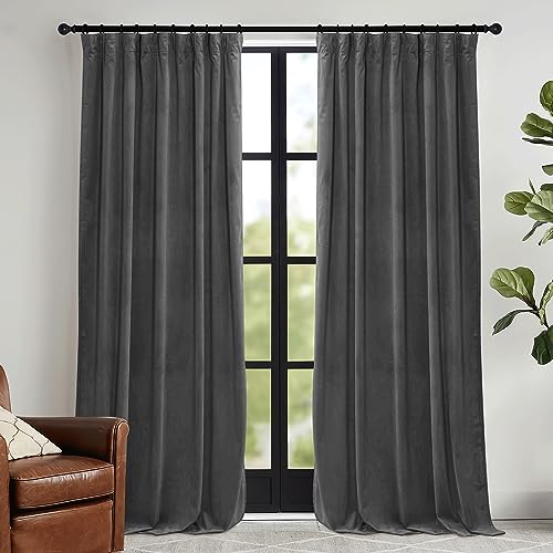 Grey Velvet Curtains 84 inches (Grey / 52"W x 84"L (Pack of 2))