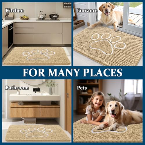 Dog Door Mat for Muddy Paws 54x32 (Beige / 54" X 32")