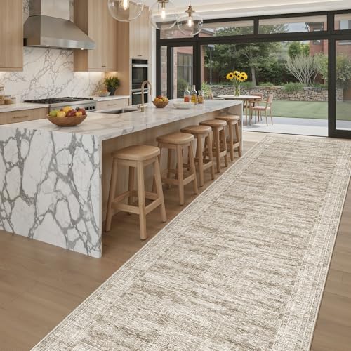 Washable 3x20 Hallway Runner Rug Non (Brown / 3' x 20' (Runner))