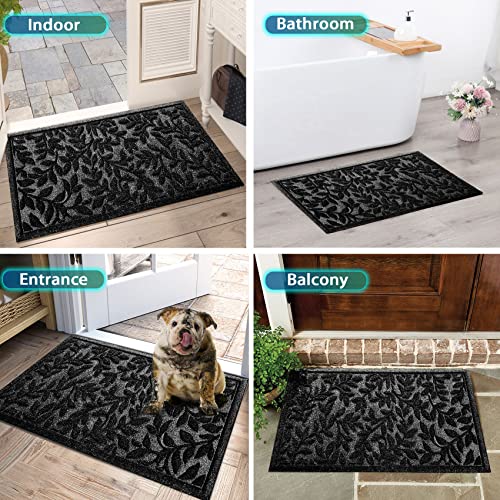 Sturdy Front Entrance Doormats (1'5" x 2'6" (Rectangular) / Leaves Black)
