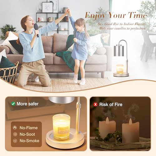 Dimmable Candle Warmer Lamp with Timer (Silver)