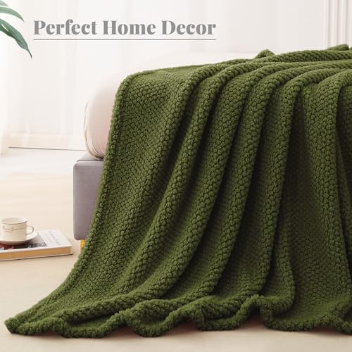 Soft Fleece Twin Size Bed Blanket (Olive / Twin(60x80 In))