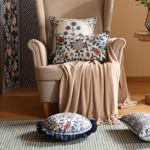 Designer Vintage Linen Throw Pillow Cover (20" x 12" (Pack of 2) / Ivar a)