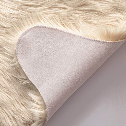 Fluffy Area Rug 3x5 ft Faux Fur Sheepskin Rug Light Yellow (3' x 5' (Sheepskin) / Light Yellow)