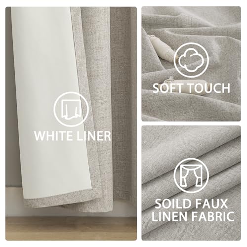 Oatmeal Linen Textured Curtains 96 Inches Long for Living Room (Linen Oatmeal / 52"W x 96"L (Pack of 2))