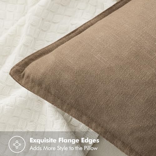 Decorative Linen Euro Sham Pillow Covers 28x28 Inch Khaki (Khaki / 28" x 28" (Pack of 2))