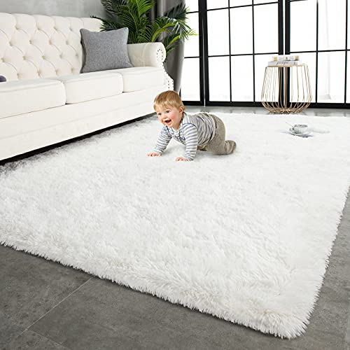 Super Soft Shaggy Rugs Fluffy Carpets 6x9 Feet (6' x 9' (Rectangular) / Cream White)