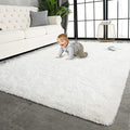 Super Soft Shaggy Rugs Fluffy Carpets 4x5.9 Feet (4' x 5.9' (Rectangular) / Cream White)