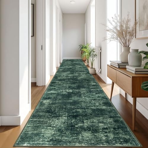 Abstract Runner Rug 3x18 Ft Washable Runners for Hallways (Dark Green / 3' x 18' (Rectangular))