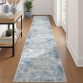 Abstract Runner Rug 2x12 Ft Washable Runners for Hallways (Light Blue/Grey/White / 2' x 12' (Rectangular))