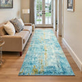 Runner Rug for Kitchen Teal Blue Hallways Runner Rug Non Slip 2'6''x8' Washable Long Runner Rugs with Rubber Backing Soft Abstract Carpet Runner for Entryway (Teal Blue / 2'6" x 8' (Runner))