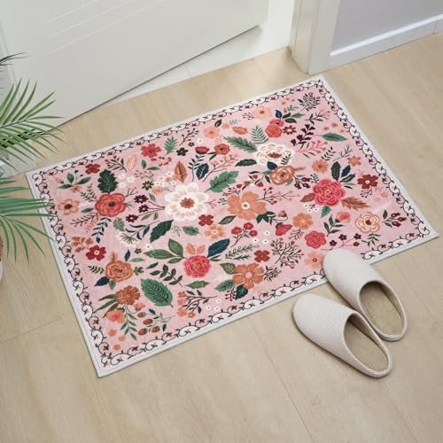 Door Mat 2x3 Area Rug Washable (Pink / 2' x 3' (Rectangular))