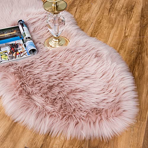 Ultra Soft Fluffy Shaggy Area Rug Faux Fur Rug Chair Cover Seat Pad Fuzzy Area Rug for Bedroom Floor Sofa Living Room (Pink / 2' x 4' (Sheepskin))