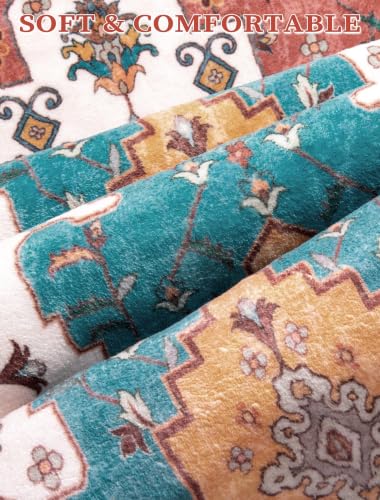 2'6"x8' Washable Non Slip Boho Runner Rug for Hallway (Vintage Orange / 2'6" x 8' (Runner))