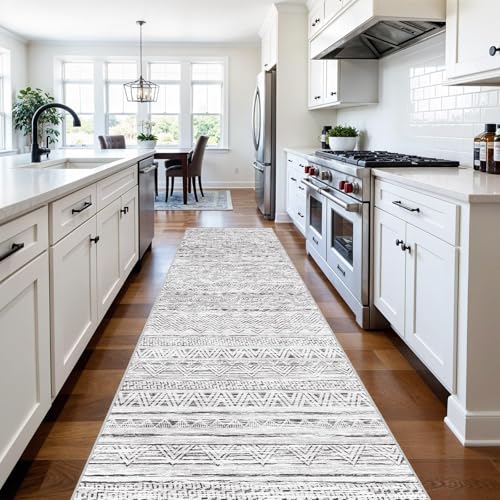 3x10 Runner Rug Washable Moroccan (Grey / 3' x 10')
