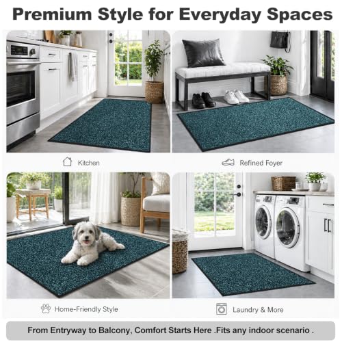 Super Absorbent Front Door Mat (Blue / 1'8" x 2'8" (Rectangular))