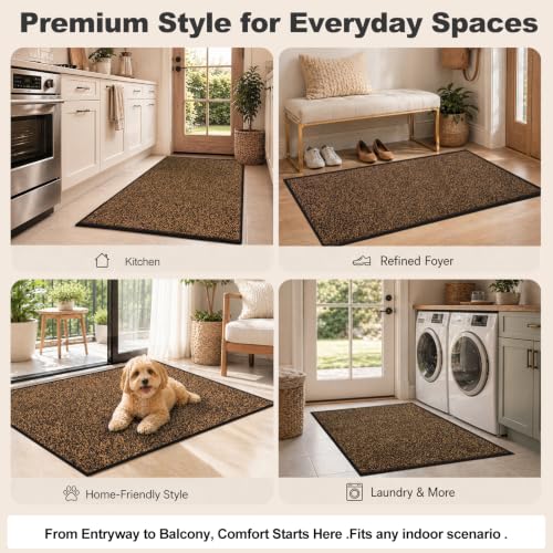 Super Absorbent Front Door Mat (Brown / 1'5" x 2'6" (Rectangular))