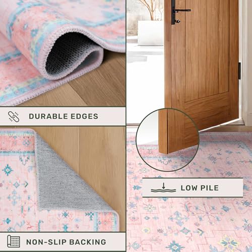 Nursery Area Rug 4x6 (4' x 6' (Rectangular) / Pink / Blue)