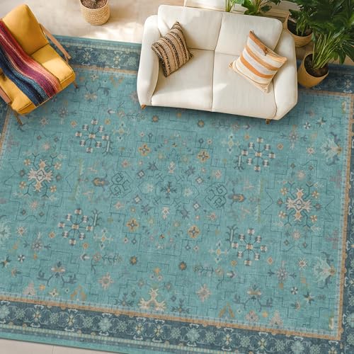 Teal 7x10 Large Rug for Living Room (7' x 10' (Rectangular) / Emerald Teal)