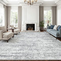 12x15 Washable Area Rugs Soft Living Room Rug Abstract Grey (Grey / 12' x 15' (Rectangular))
