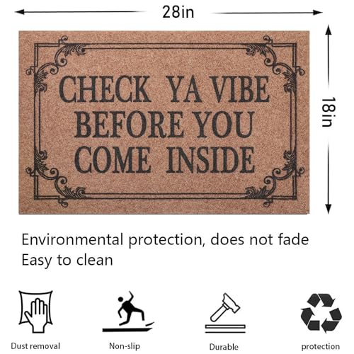Front Door Door Mat Indoor Outdoor Entrance Doormat Rubber Welcome Door Mat (1'6" x 2'4" (Rectangular) / Come Inside-brown)