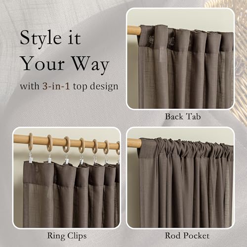 Patio Curtains for Sliding Door 90 inch Length 2 Panels Set (50"W x 90"L (Pack of 2) / Dark Brown)