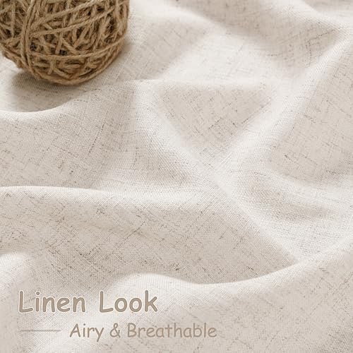 Extra Long Curtain 108 inches Long 2 Panels Set Back Tab Beige Linen Drapes for Living Room Neutral Farmhouse Light Filtering Semi Sheer Linen Curtains 108 inch Length for Large Window Tan 9 FT (52"W x 108"L (Pack of 2) / Linen)