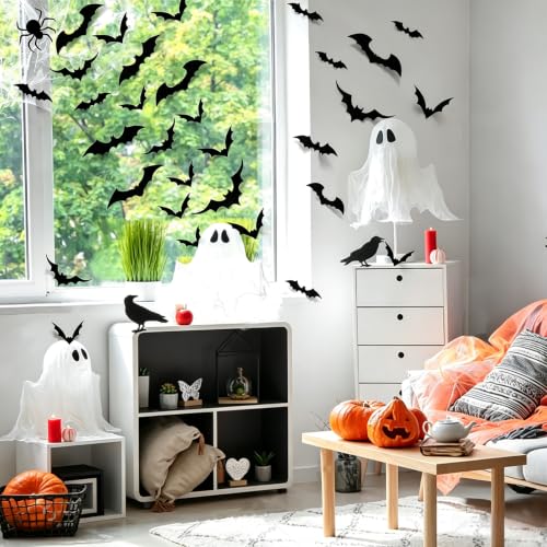 100Pcs Bats Halloween Decorations (Black)