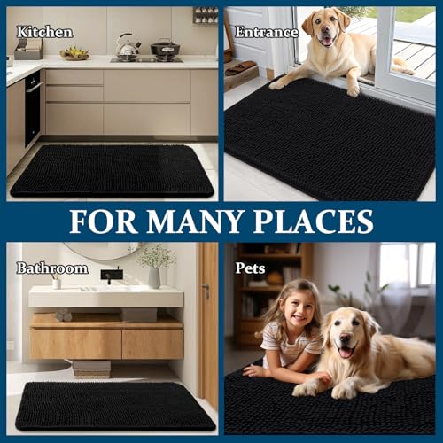 Dog Door Mat for Muddy Paws 54x32 (Black / 54" X 32")