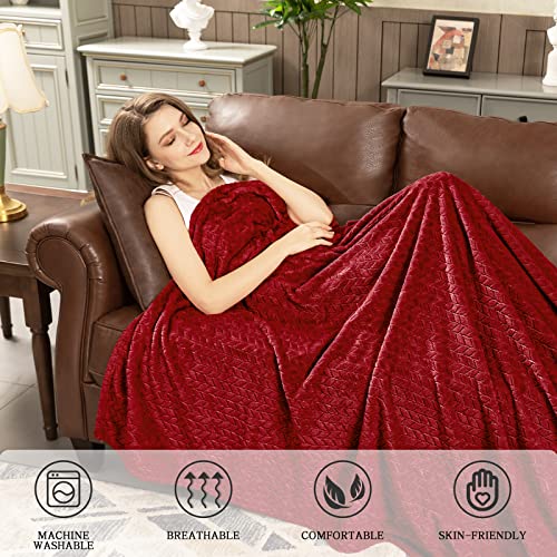 Fleece Throw Blanket (Burgundy / Throw/Travel-50x60 IN)