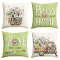 Bless Our Home Eucalyptus Leaves Throw Pillow Covers (Emerald Green / 18" x 18" (Pack of 4))