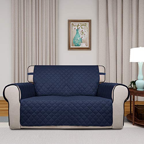 Reversible Quilted Sofa Cover (Medium / Navy/Ivory)