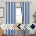 Stone Blue Vintage Linen 100% Blackout Curtains for Living Room (52"W x 90"L (Pack of 2) / Stone Blue)