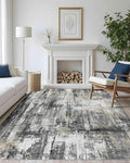 8x10 Area Rugs for Living Room Large Abstract Washable Rug (Black Gold / 8' x 10' (Rectangular))