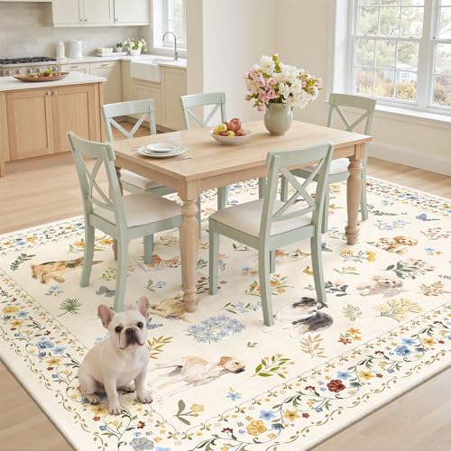 Dog 6x9 Area Rugs for Living Room (Dog/Beige / 6' x 9' (Rectangular))
