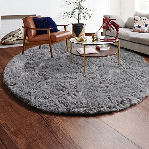 Grey Round Area Rugs 5ft (Grey / 5' (Round))