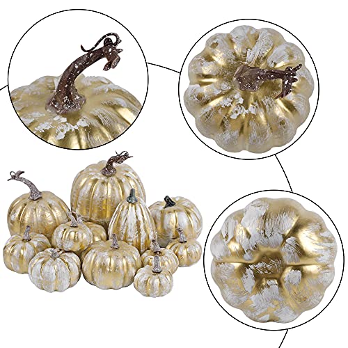 12 Pcs Pumpkin Fall Decorations (Gold-4)