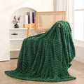 Dark Hunter Green Throw Blanket 50"×60" Fuzzy 3D Jacquard Decorative (Dark Green / 50"×60”)