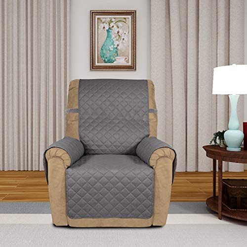 Reversible Recliner Chair Covers Couch Covers for Dogs (Small Recliner / Gray/Light Gray)