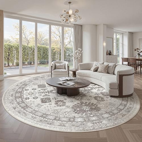 9ft Round Rug (Brown/Beige / 9' (Round))