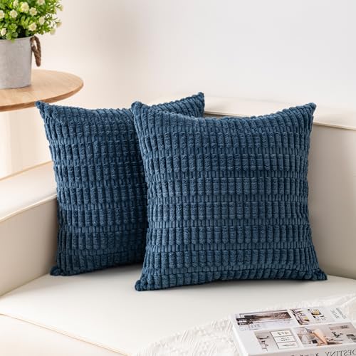 Pack of 2 Corduroy Decorative Throw Pillow Covers 16x16 Inch (Teal / 16" x 16" (Pack of 2))