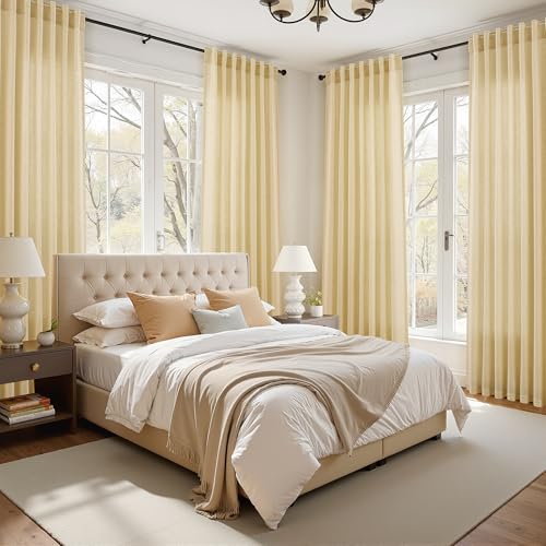 Linen Curtains (52"W x 84"L (Pack of 2) / Cream Yellow)