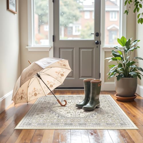 2x3 Entryway Rug Vintage Washable Rug Runner for Kitchen (Beige / 2' x 3' (Runner))