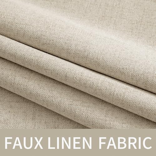 100% Blackout Linen Curtains for Bedroom 52x96 Inches Stone (Stone / 52"W x 96"L (Pack of 2))