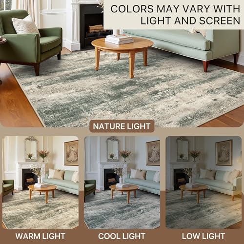 5x8 Area Rug for Bedroom (Dark Sage/Grey / 5' x 8' (Rectangular))
